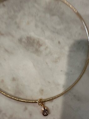 Luv AJ Gold Tone Choker with Teardrop Pendant